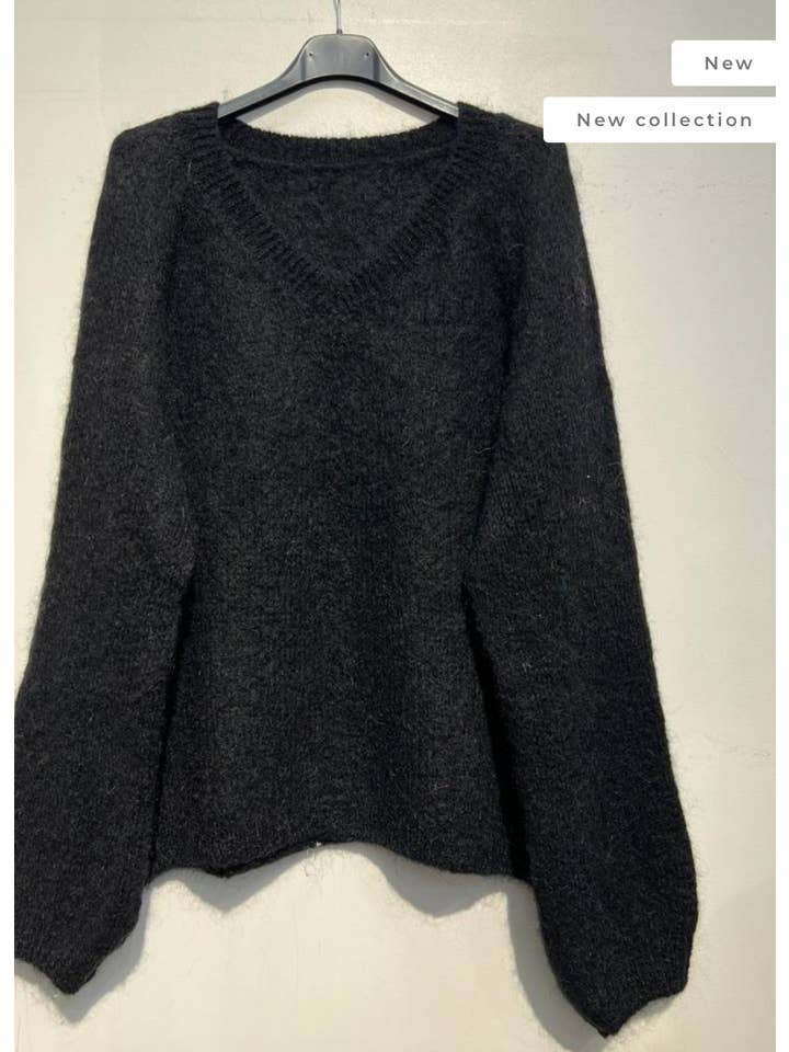 LOOWIE – wholesale Knitted jumper – Women′s – NO8007 One Size Italian V-Neck Mohair Sweater LOOWIE