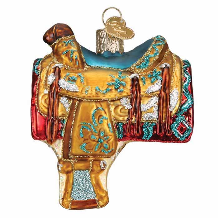 Ornament - Glass Western Saddle for wholesale by Kelley and Company