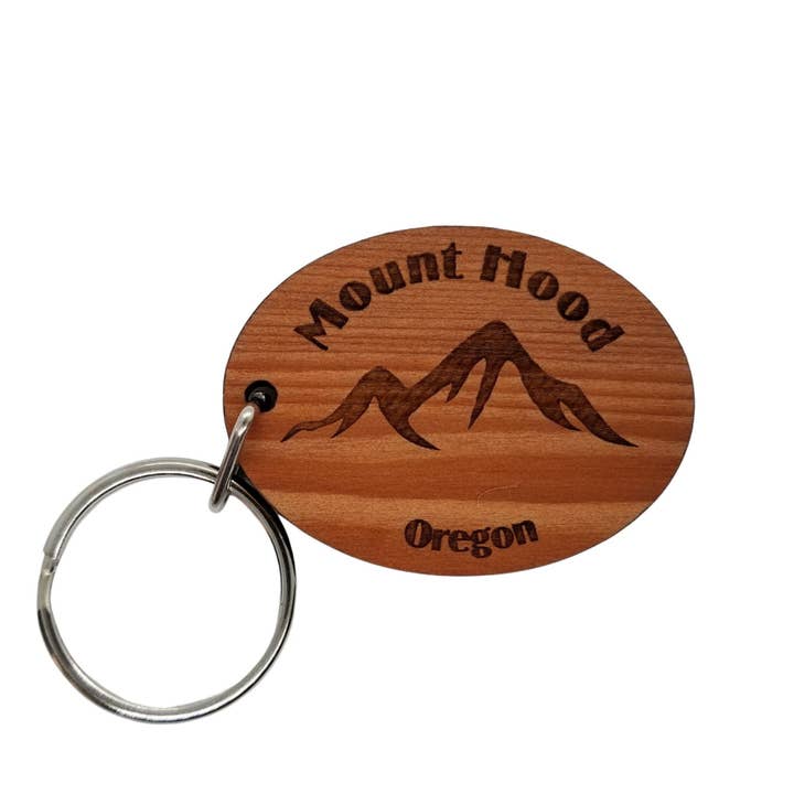 Mount Hood OR Keychain Mountains Wood Souvenir - KC8059 for wholesale by Happy Wood Products