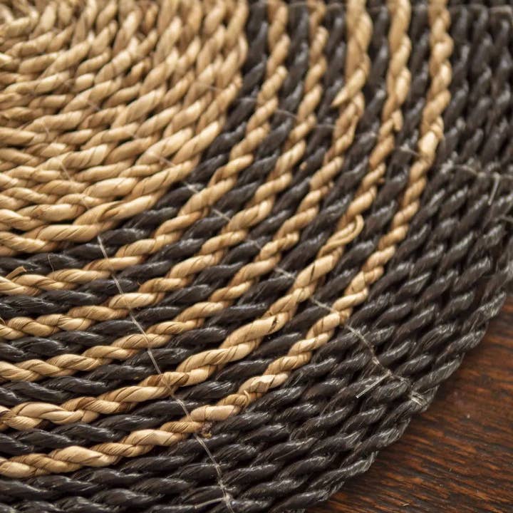 Ecozuper - Wholesale Placemat - New Seagrass Black Rafia Placemats or Coaster Sets, Boho Sea2