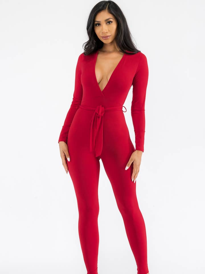 HH626X-SL - Long Sleeve Bodycon Jumpsuit for wholesale by H&H Fashion Inc.