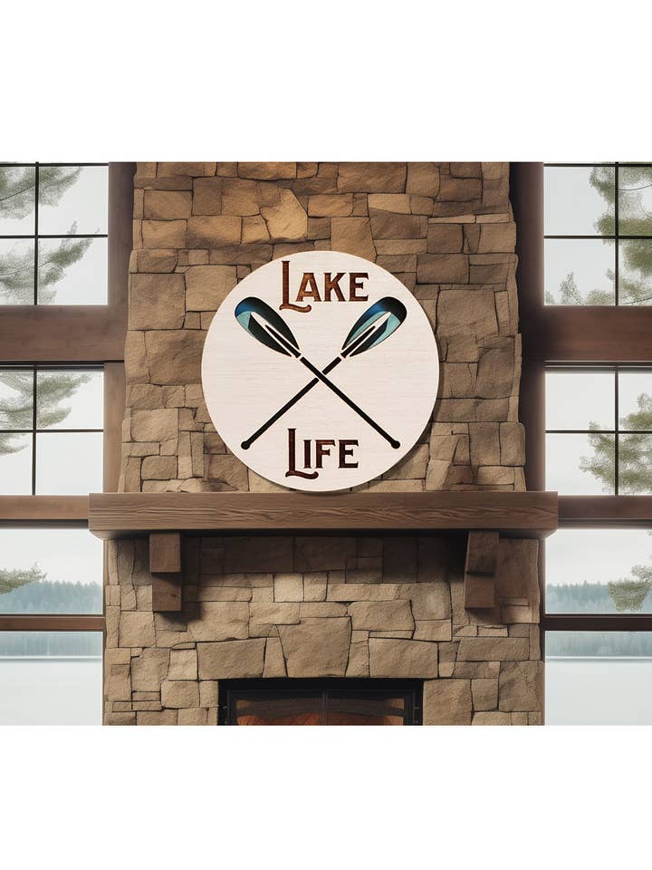 Lake House Lake Life Handmade Wood Round Wall Decor 4 sizes for wholesale by Starlene Designs
