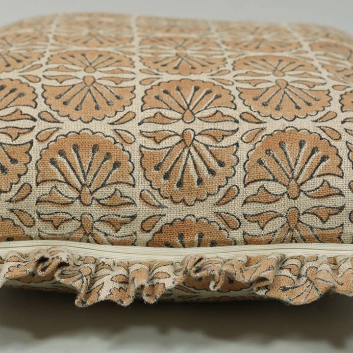 Fabdivine - Vente Housse de coussin - Housse de coussin en lin épais à volants imprimé bohème - Bejhni5