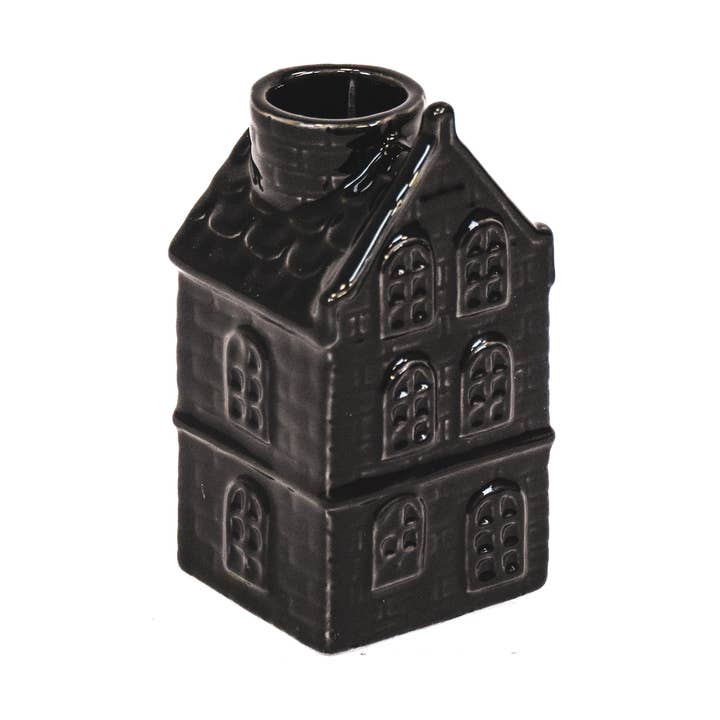 Candle holder - House - Ceramics - Black - 6x5,5x11cm for wholesale by Housevitamin bv
