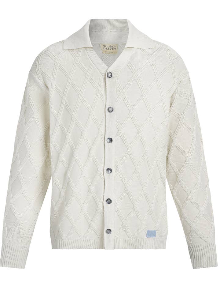 Chemise boutonnée The Diamond Knit - Oat pour la vente par Reuben Oliver