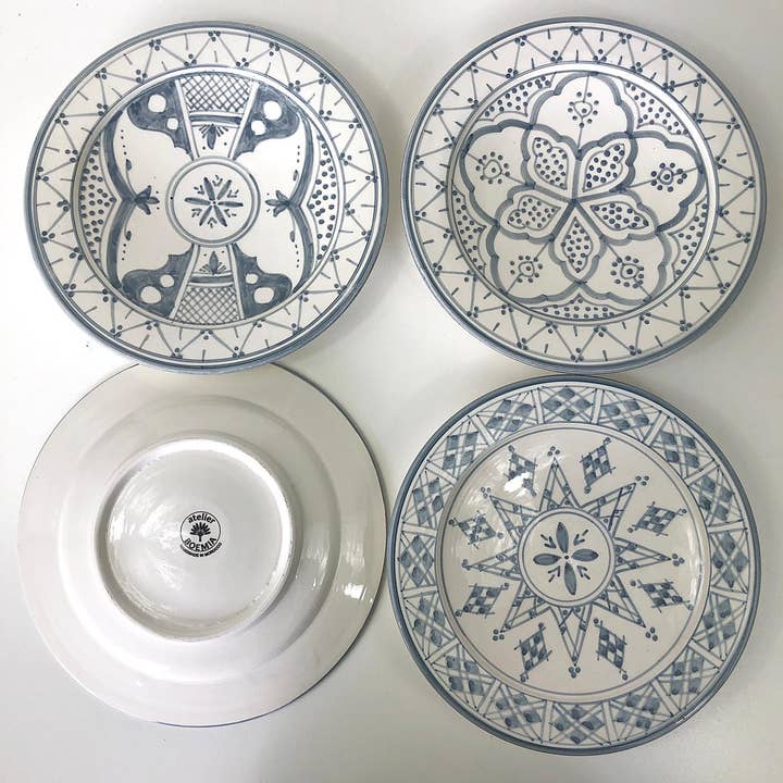 atelierBOEMIA - Vendita all'ingrosso Piatto - Piatti piani in ceramica Safi - Set di 4 modelli