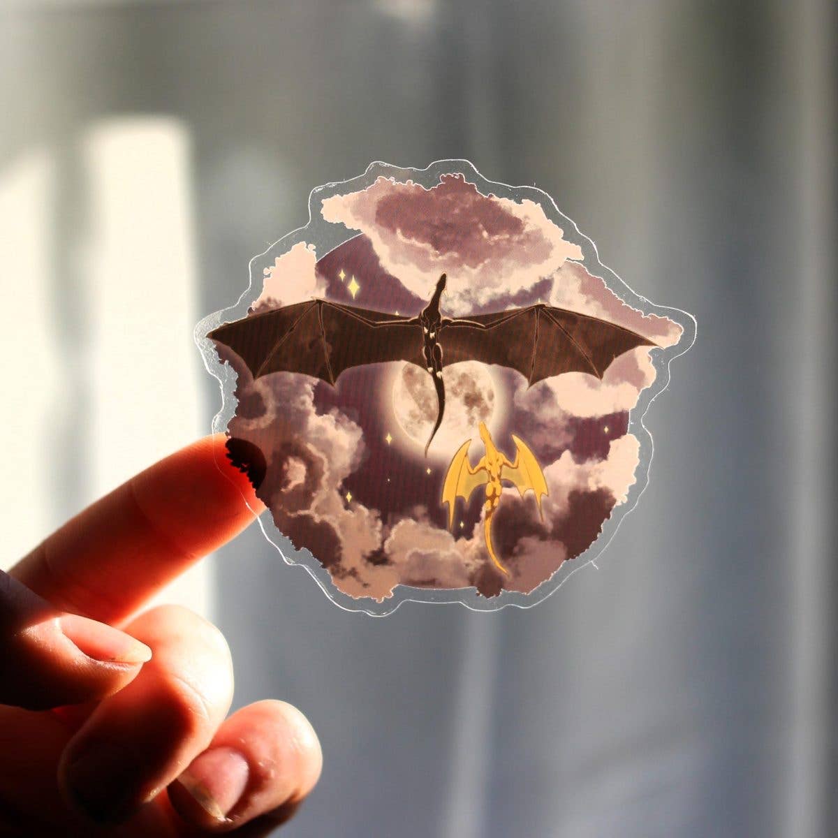 Geek and Artsy – wholesale Sticker – Dragonscapes book dragon sticker, translucent dragon decal