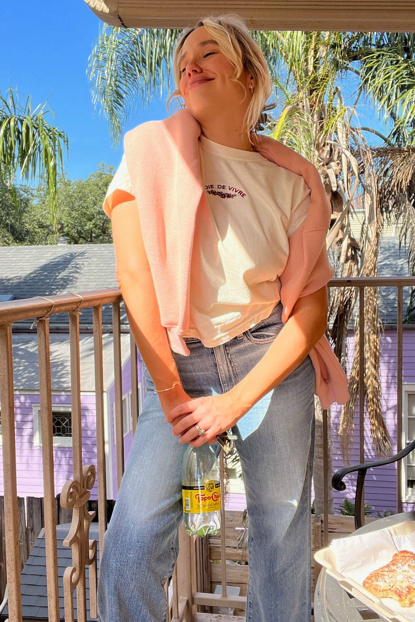 White Joie De Vivre Boxy Tee for wholesale on Faire8