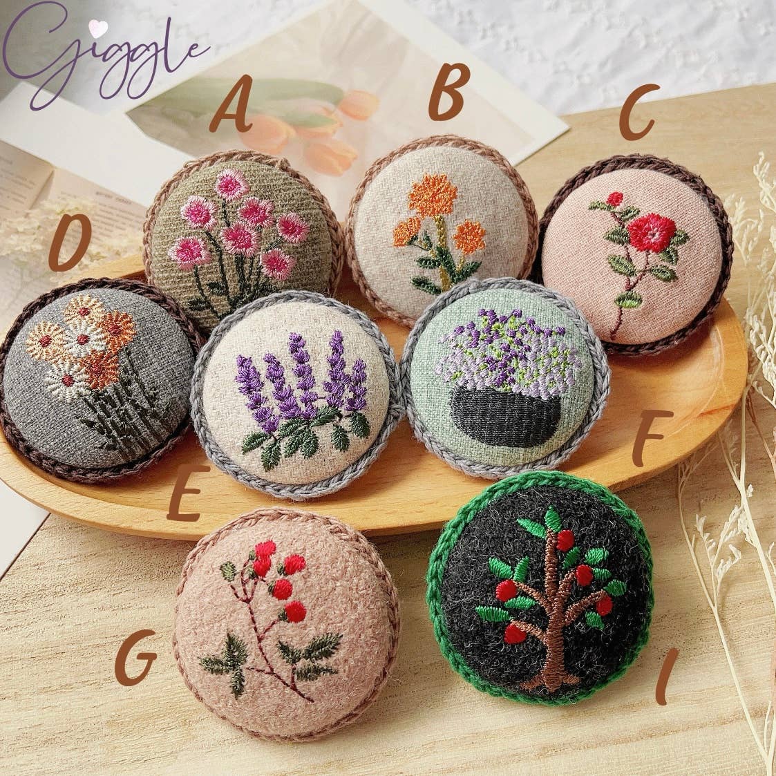 Giggle with Love – wholesale Brooch – Floral Embroidery Brooch Pin| Handmade Girl Embroidered Pin |Party Coat Jacket Brooch Pin| Small Floral Scarf Pin|3d Flower Brooch Pins5