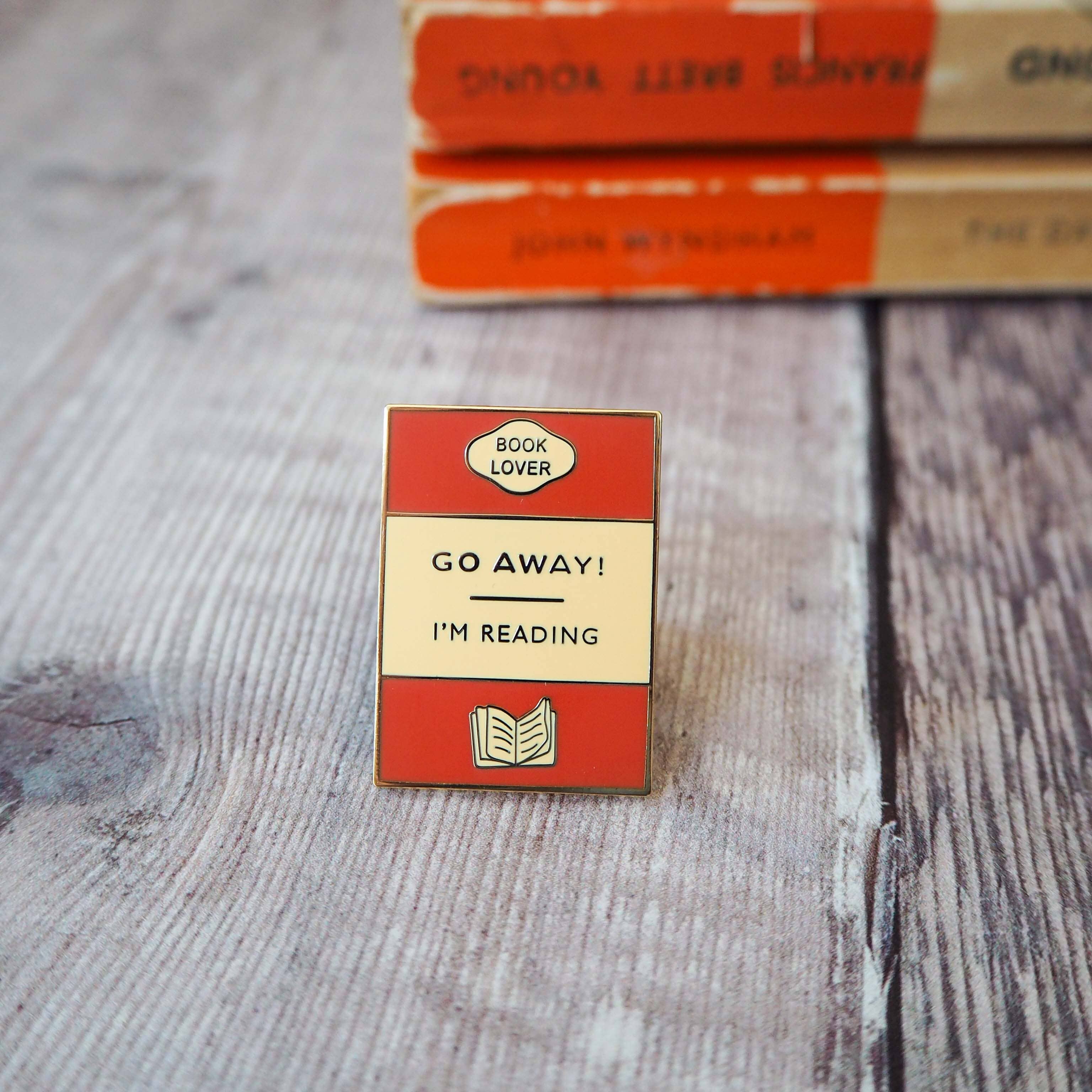 LiteraryEmporium - Wholesale Lapel Pin/Button - 'Go Away I'm Reading' Book Lover Enamel Pin Badge2