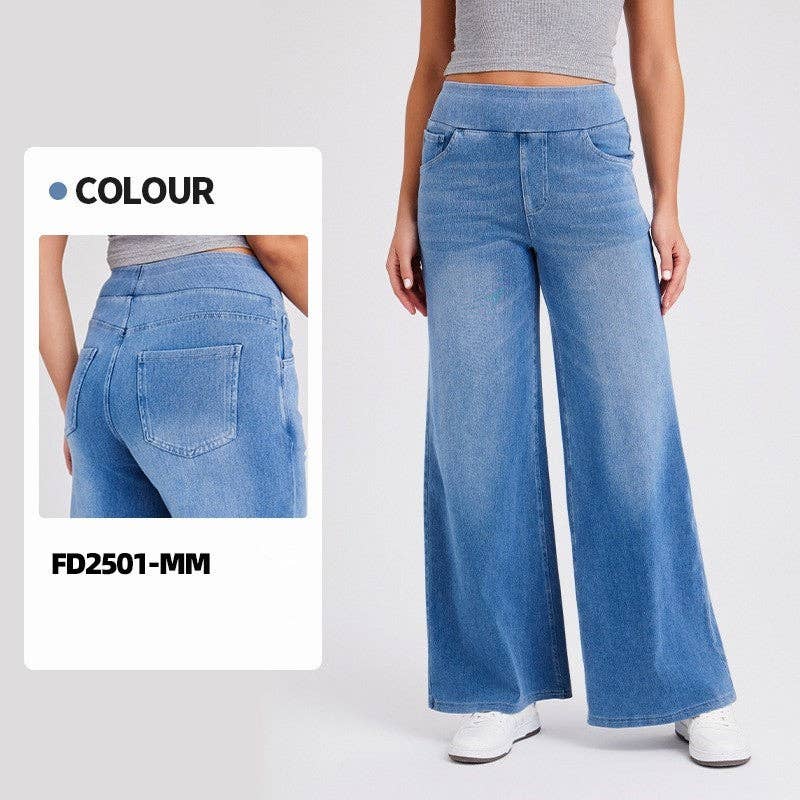 OceanusSwim - Wholesale Jeans - Women's - High Waist Plus Size Straight Jeans2
