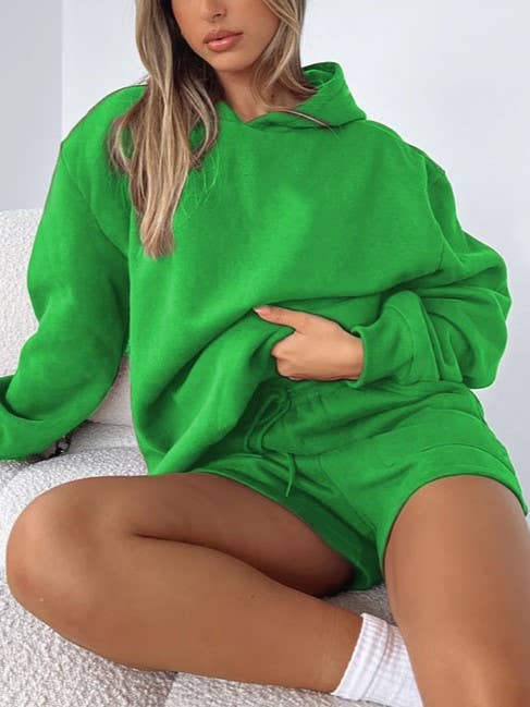 Rosa Clothing - Wholesale Lounge Set - Women's - basic loose hoodie & drawstring short 2 piece set17