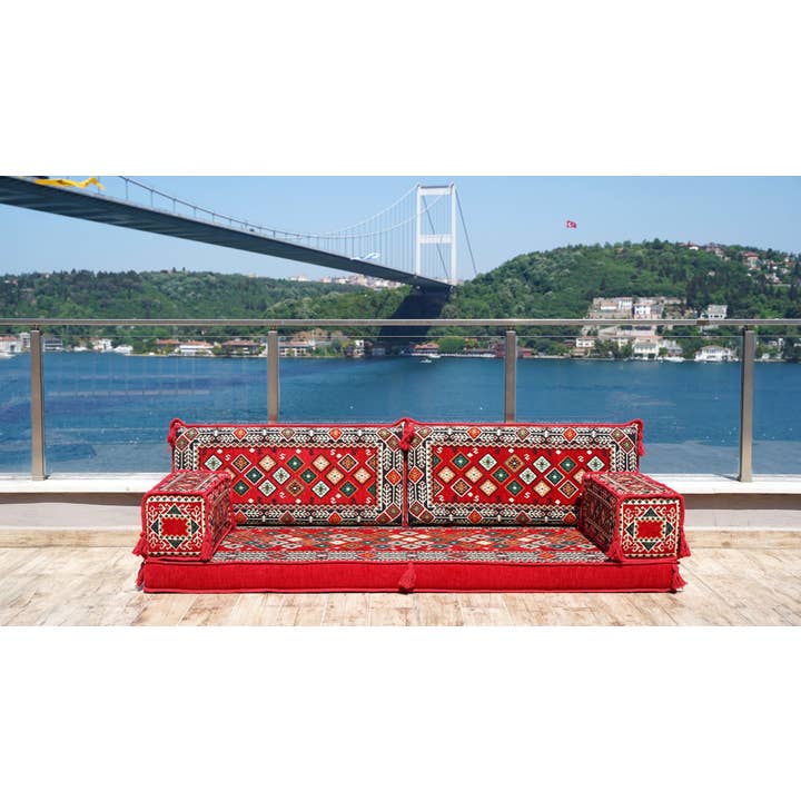 Red Colorful Arabic Sofa Set, Oriental Sofa, Single Sofa Sets, Corner Floor Sofa Seating Set, Floor Cushions, Living Room Sofa Couches, Single Sofa Sets for wholesale by Arabic Sofa