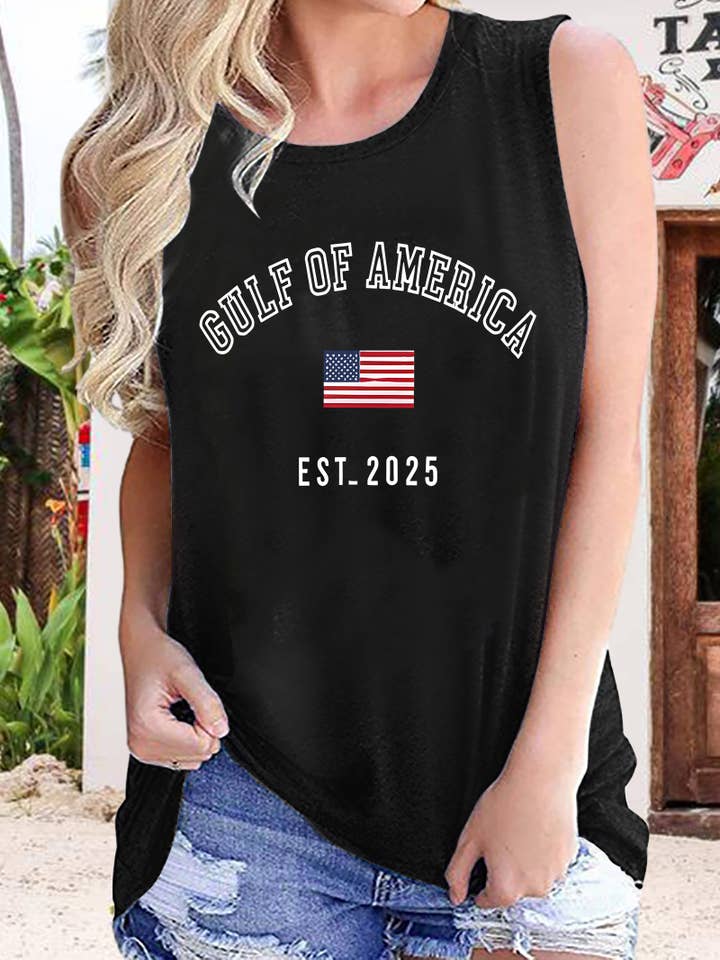 UNISHE - Wholesale Tank Top - Women's - Gulf of America USA Flag Graphic Tank Top STC125B1-T3
