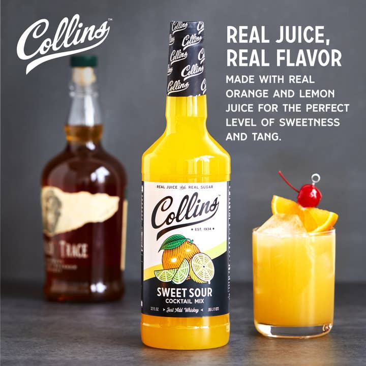 Collins - Wholesale Cocktail Mix/Syrup - Real Sugar Sweet & Sour Cocktail Mix - 32 oz