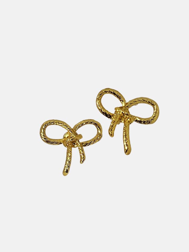 Boucles d'oreilles The Gold Bow pour la vente par Tally the Label