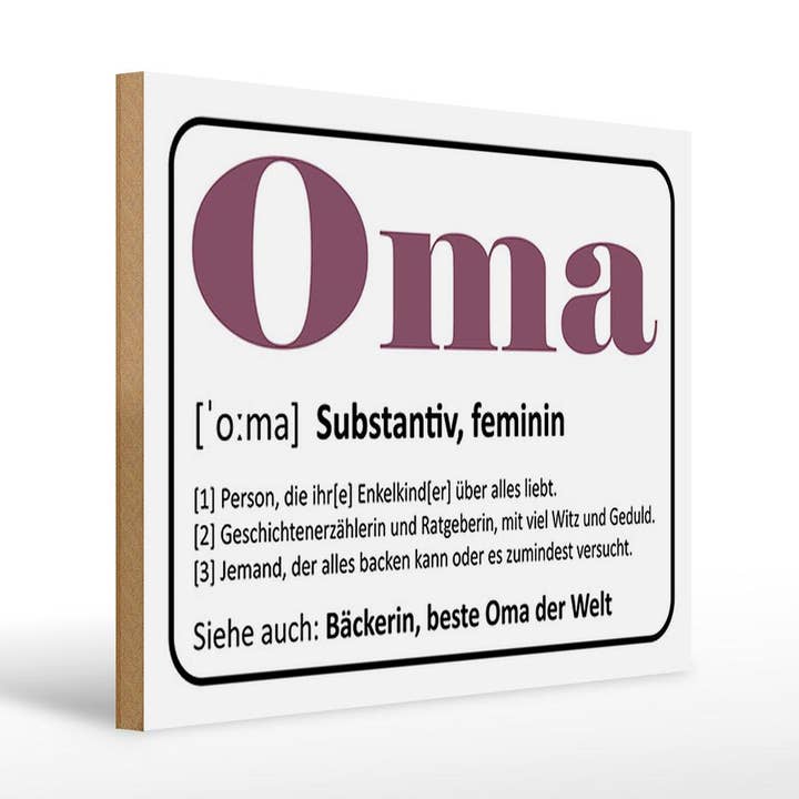 Letrero de madera con texto de 40 x 30 cm con texto de la abuela panadera con la mejor abuela del mundo para venta al por mayor de Femer