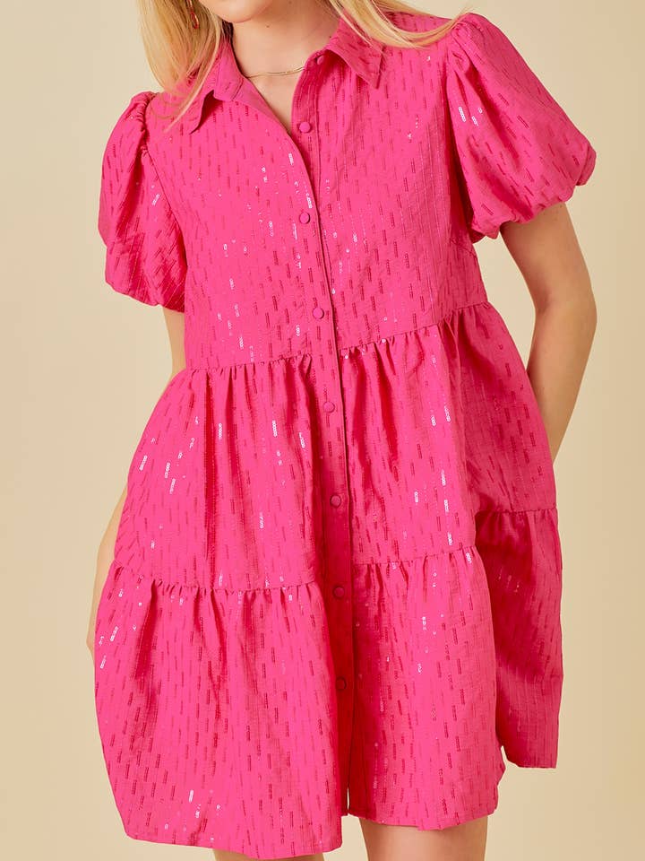 Glitzernde Pailletten-Sommer-Babydoll-Kleid für den Großhandel von Main Strip