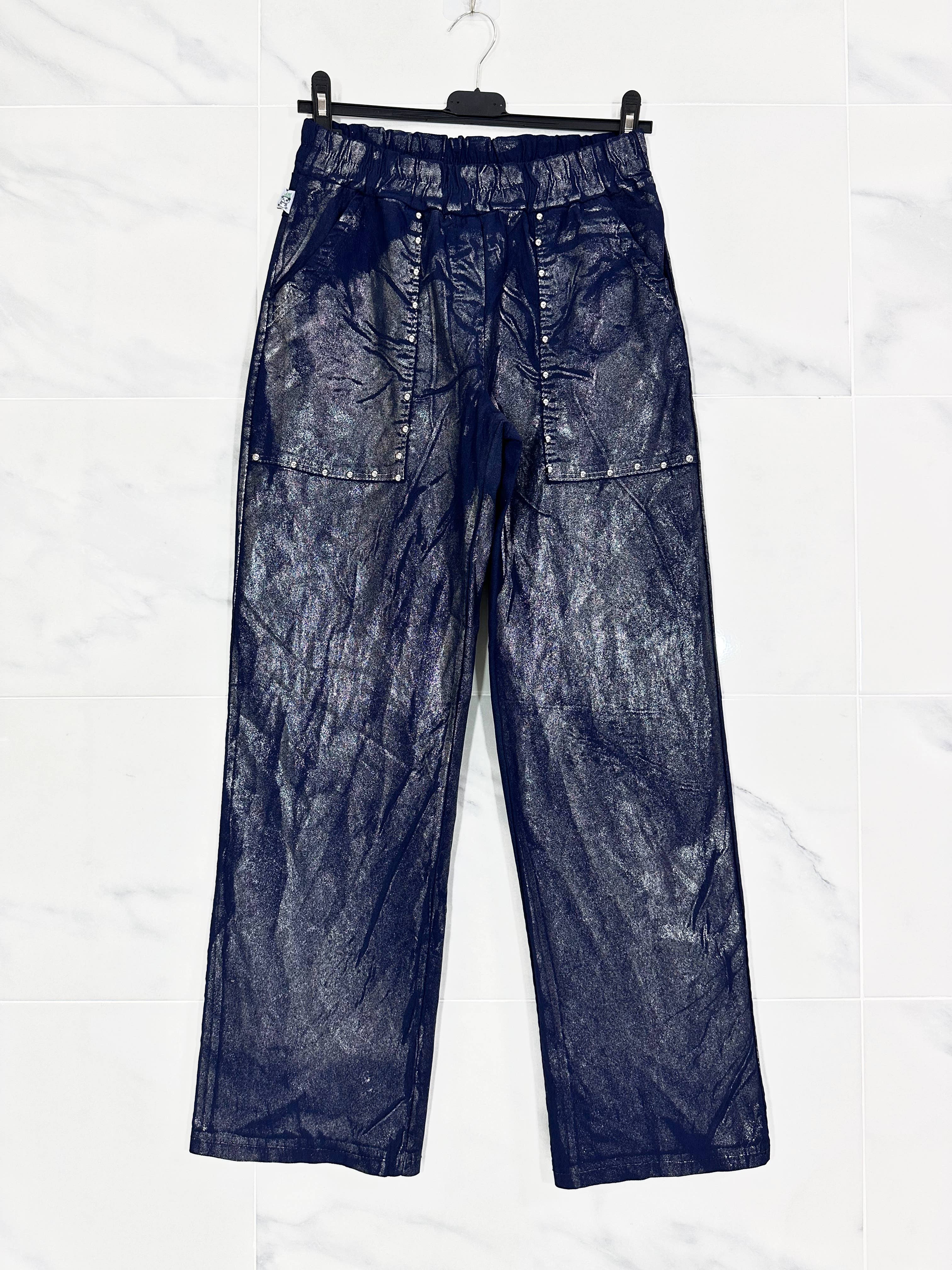 ZAFA PARIS - Wholesale Pants - Women's - 60F04P51 - Straight pants with elastic waistband, glitter0