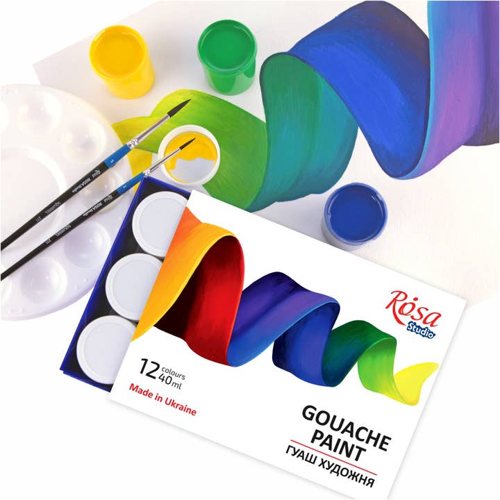 Fainotoys – wholesale Färgset – Gouache färguppsättning 12* 40 ml ROSA Studio