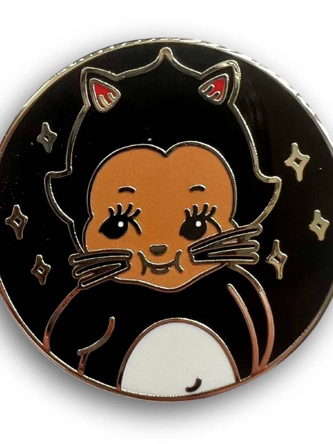 Black Cat Kewpie Enamel Pin for wholesale by Tinta