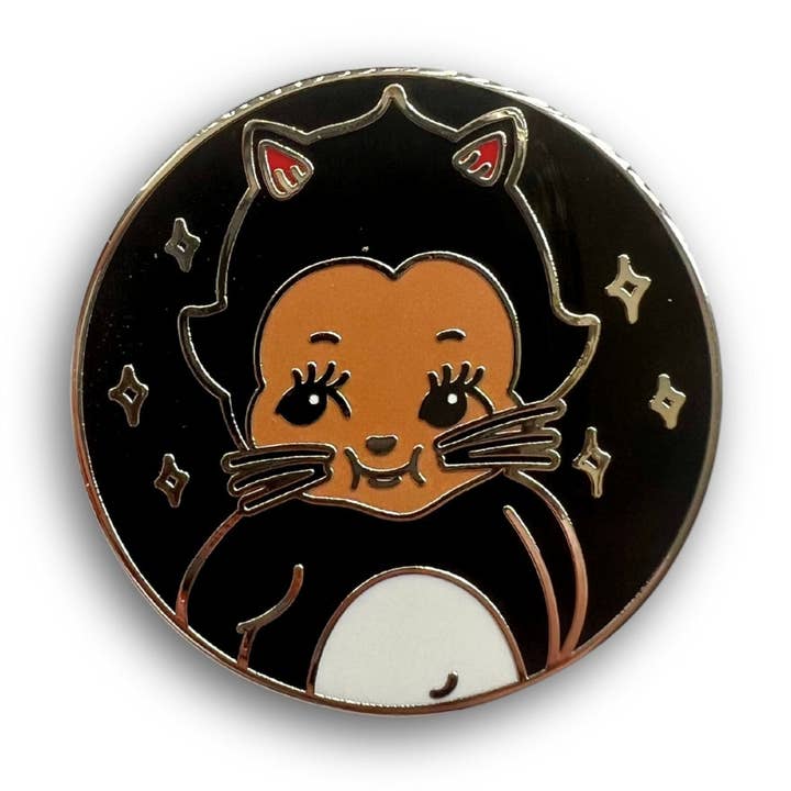 Black Cat Kewpie Enamel Pin for wholesale by Tinta