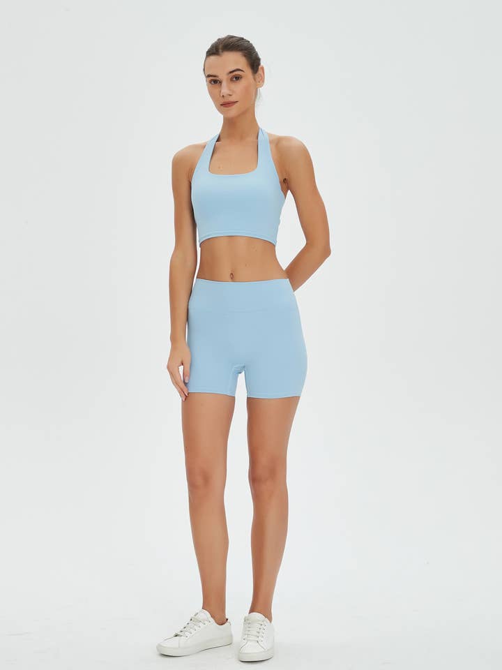 Simone Halter Neck Sports Bra and Short Activewear Set for wholesale by Mantra Active