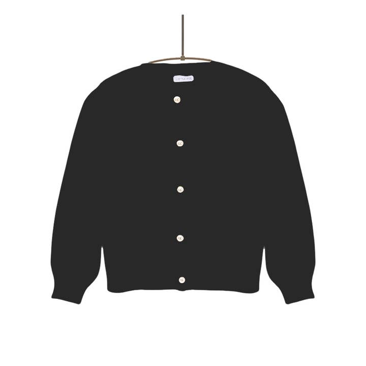 Strickjacke mit Perlmuttknöpfen in Schwarz für den Großhandel von Last True Angel