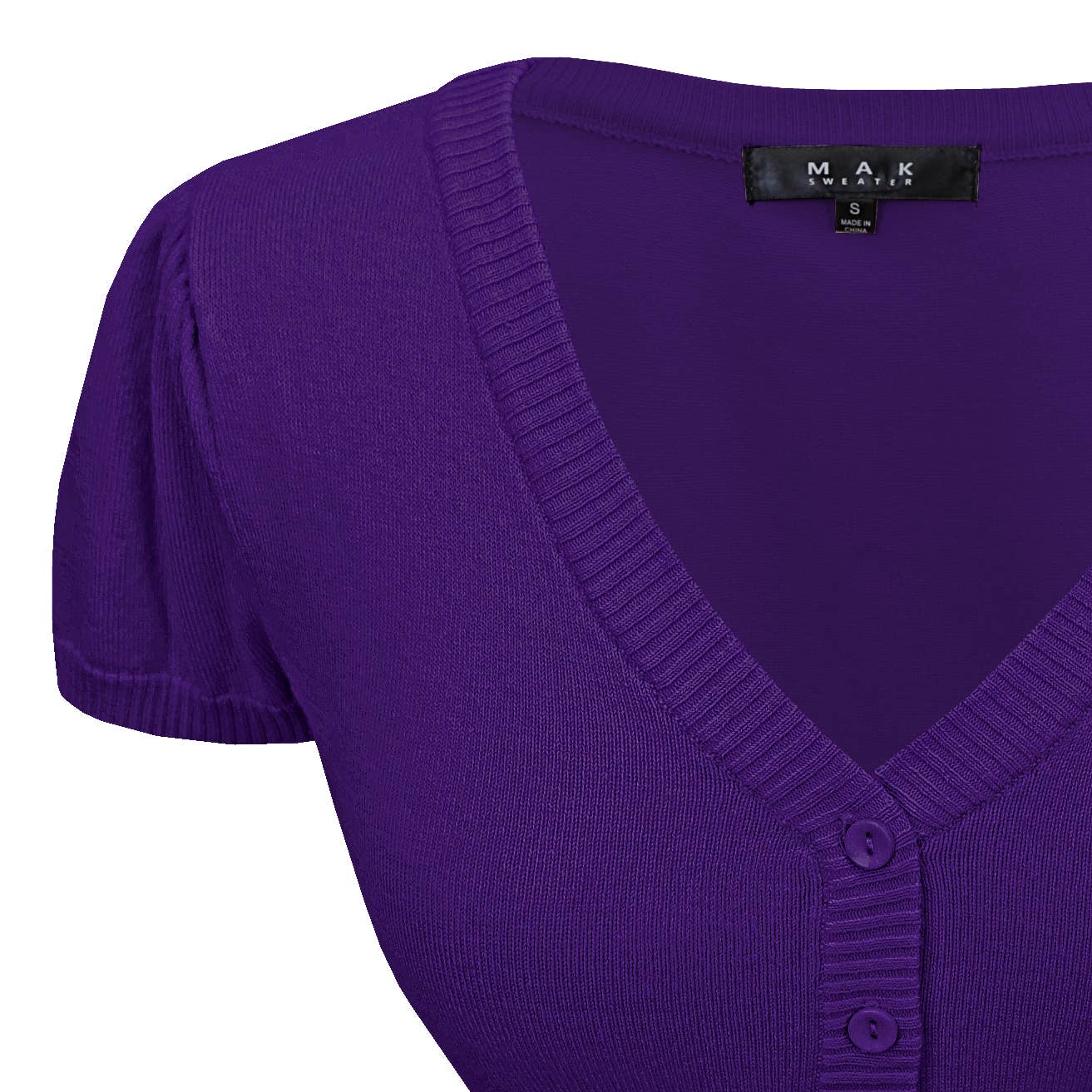 Mak - Vente Cardigan – femme - Cardigan boléro court à manches courtes bouffantes et col en V HB213711