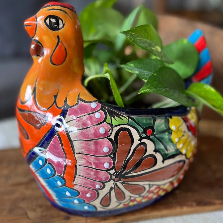 Craftway - Wholesale Plant Pot - Talavera Chicken Planter 10.5"
