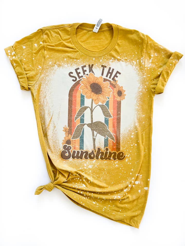 Wandering Owl Designs - Wholesale Screen Printed T-Shirt - Women's - Seek The Sunshine Vintage Inspired Bleached Tee