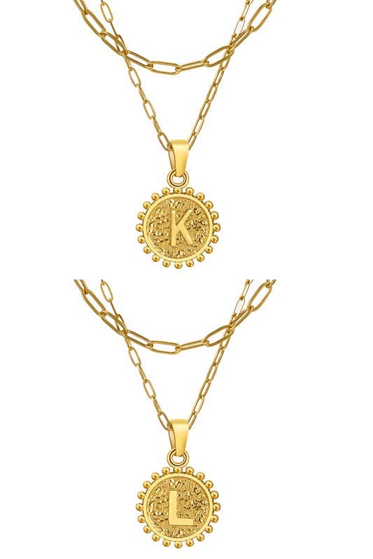 ACCITY - Wholesale Pendant/Charm Necklace - DOUBLE CHAIN INITIALS PENDANT NECKLACE_CWAJE10611