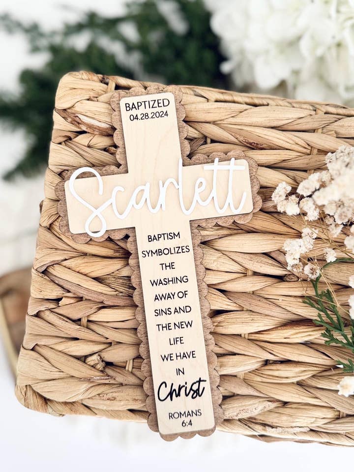 Personalized Wooden Cross for Baptism & Communion for wholesale by ModernSawdust