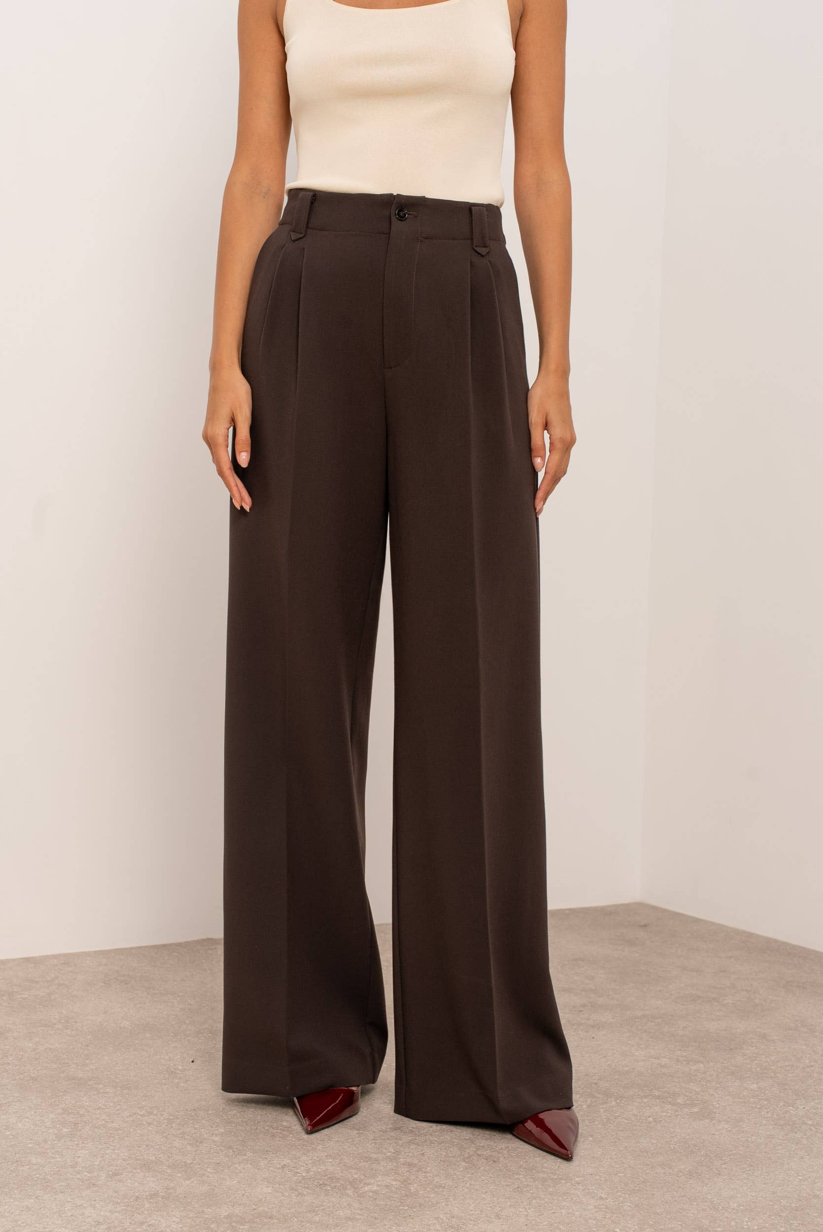 Attentif Paris - Vendita all'ingrosso Pantaloni eleganti - Donna - [Aura] Pantaloni ampi a vita alta con pinces39