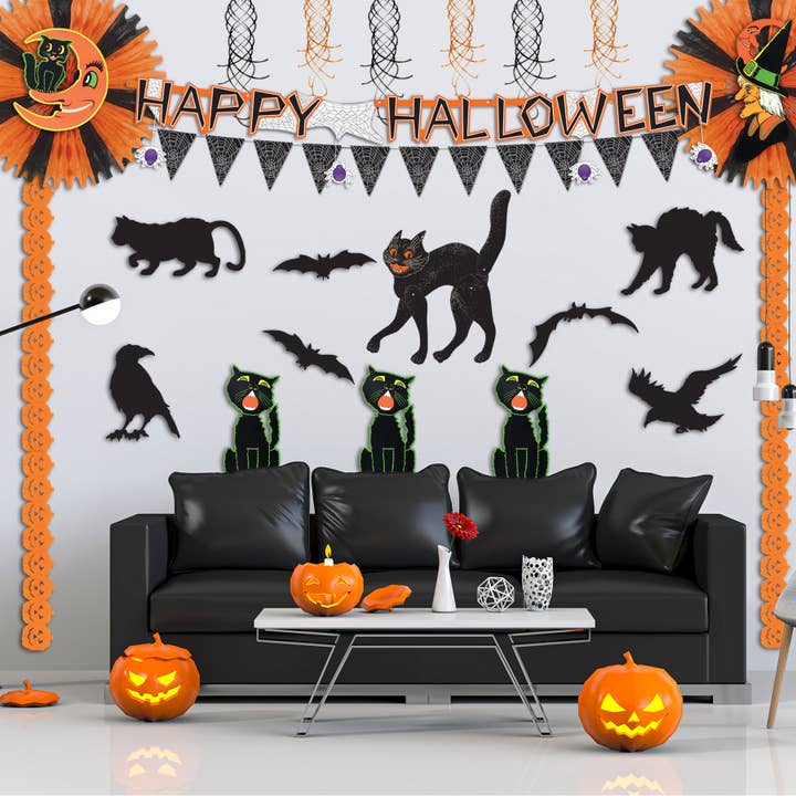 Beistle - Wholesale Cutouts - Vintage Halloween Jointed Scratch Cat 20 ½", printed 2 sides