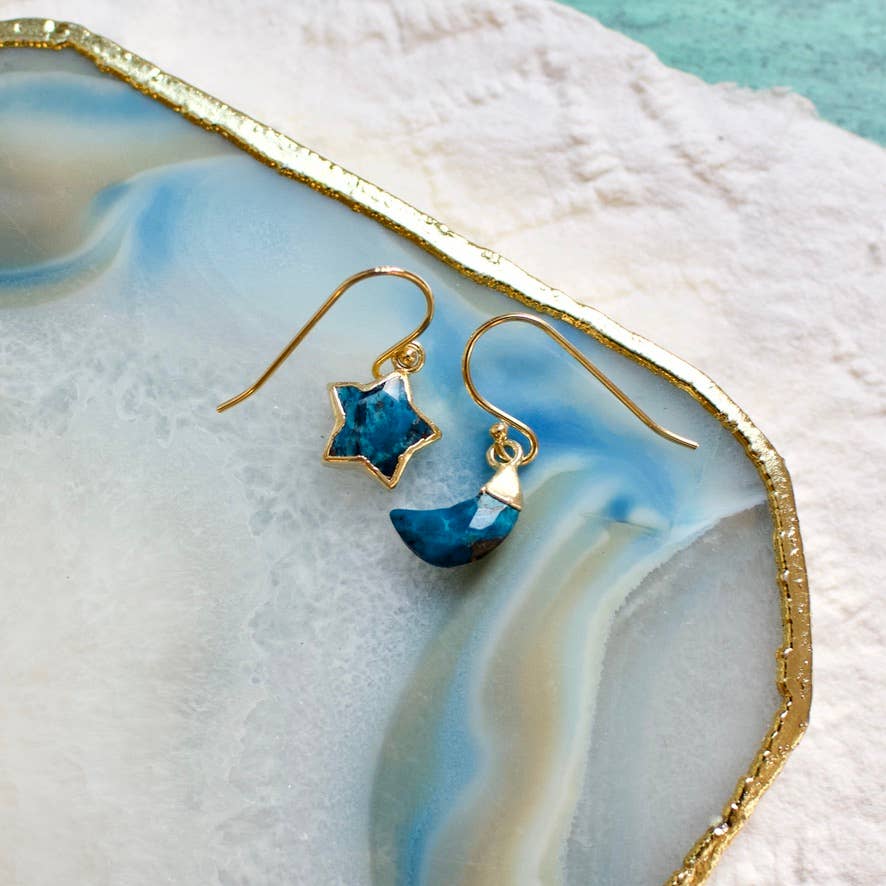 a.v. max - Wholesale Dangle Earrings - Mini Moon & Star Mismatched Earrings|many colors5