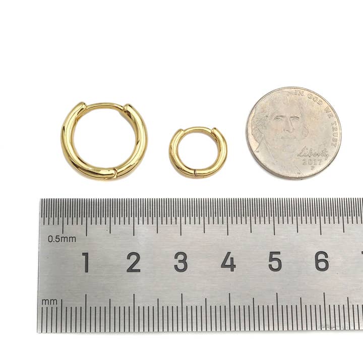 BestBeads&Beyond - Wholesale Huggie Earrings - Gold-Filled Brass Circle Huggie Hoop Earrings