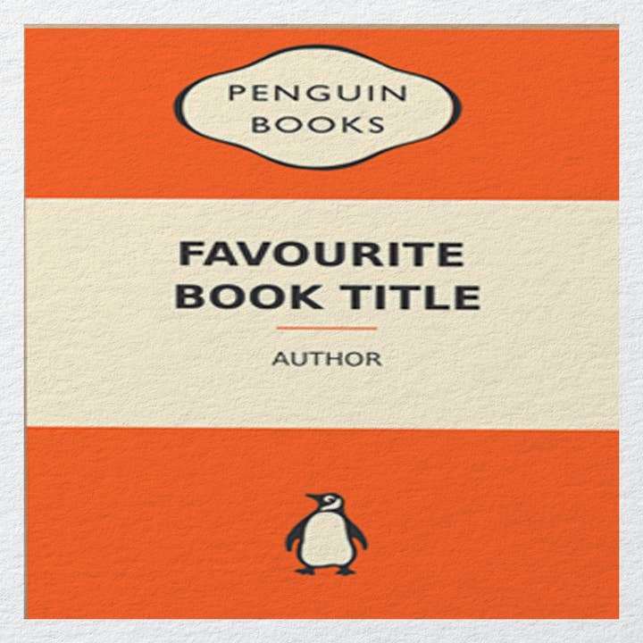 Personalisieren Sie Ihr bedrucktes Stoffpaneel mit Pinguin-Büchern für den Großhandel von Hills Of Fabric