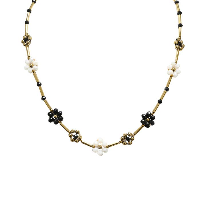 AMORINO SRL - Wholesale Beaded/Pearl Necklace - DAISY FLOWER BEADED NECKLACE - NK21124128E302