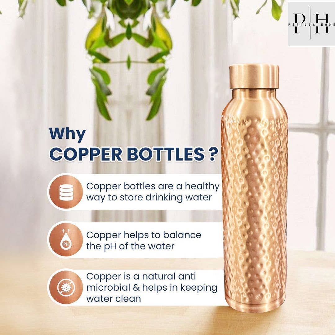 Perilla Home - Wholesale Water Bottle - Oreo Hammered Copper bottle 34OZ3