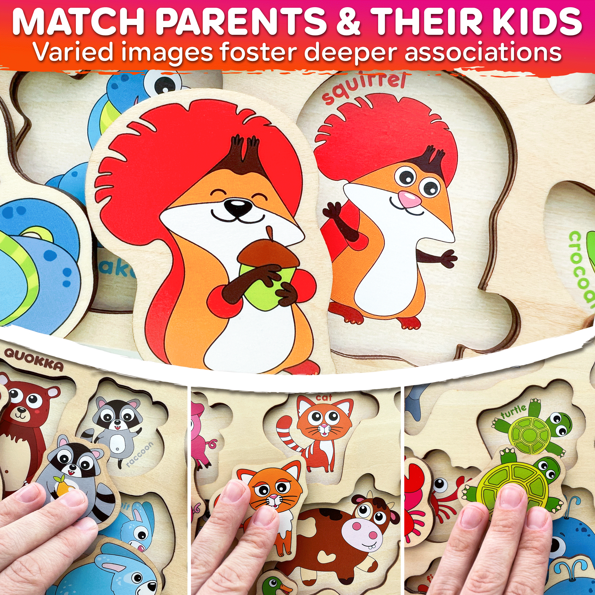 QUOKKA - Wholesale Puzzle - Kids - Montessori Puzzle for Toddler | Farm, Ocean, Wild Animals2