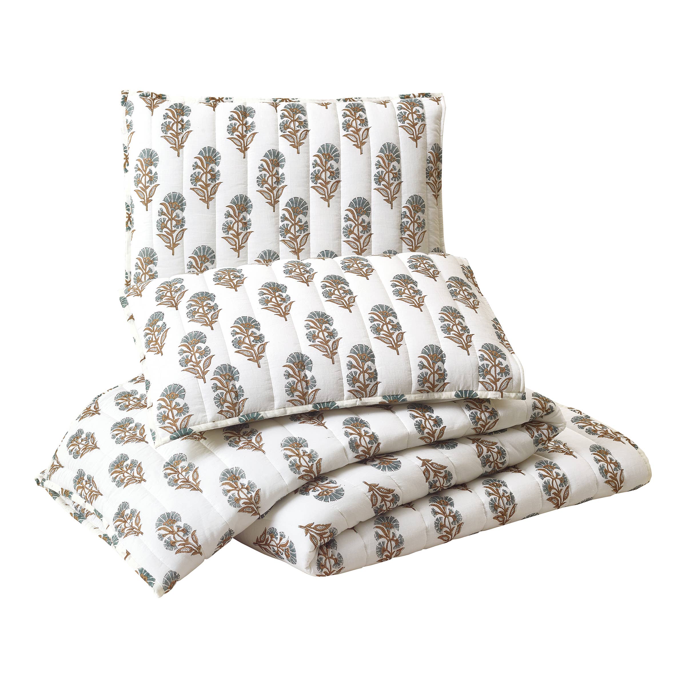 Peking Handicraft - Wholesale Quilt - BLOCK PRINT MUGHAL FLOWER QUILT - Laurel & Mayfair5