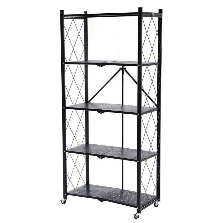 J&V TEXTILES - Wholesale Free-standing shelf - Assembled Black Foldable Metal Storage Shelving Unit - 3 Sizes!5