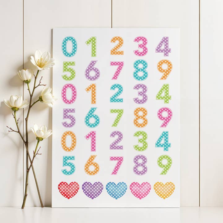 Sticker Sheet Polkadot Numbers for wholesale by Sticker Varia