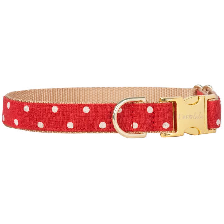Crew LaLa - Vente Collier – chien - Collier pour chien à pois en ivoire sur nœud papillon rouge rubis2