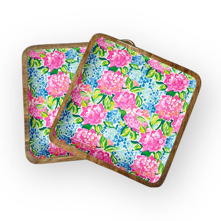 Hydrangea Square Trays (10" in Pack of 2) 6-23-B PREORDER for wholesale by My Casita