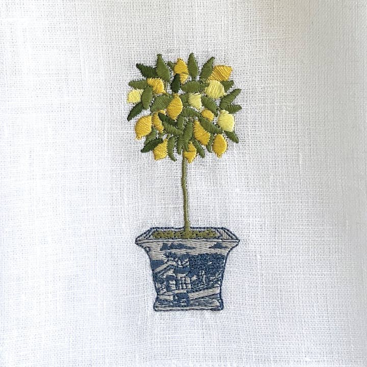 Arte Italica & Crown Linen Designs - Wholesale Tea Towel - Lemon Topiary Linen Towel