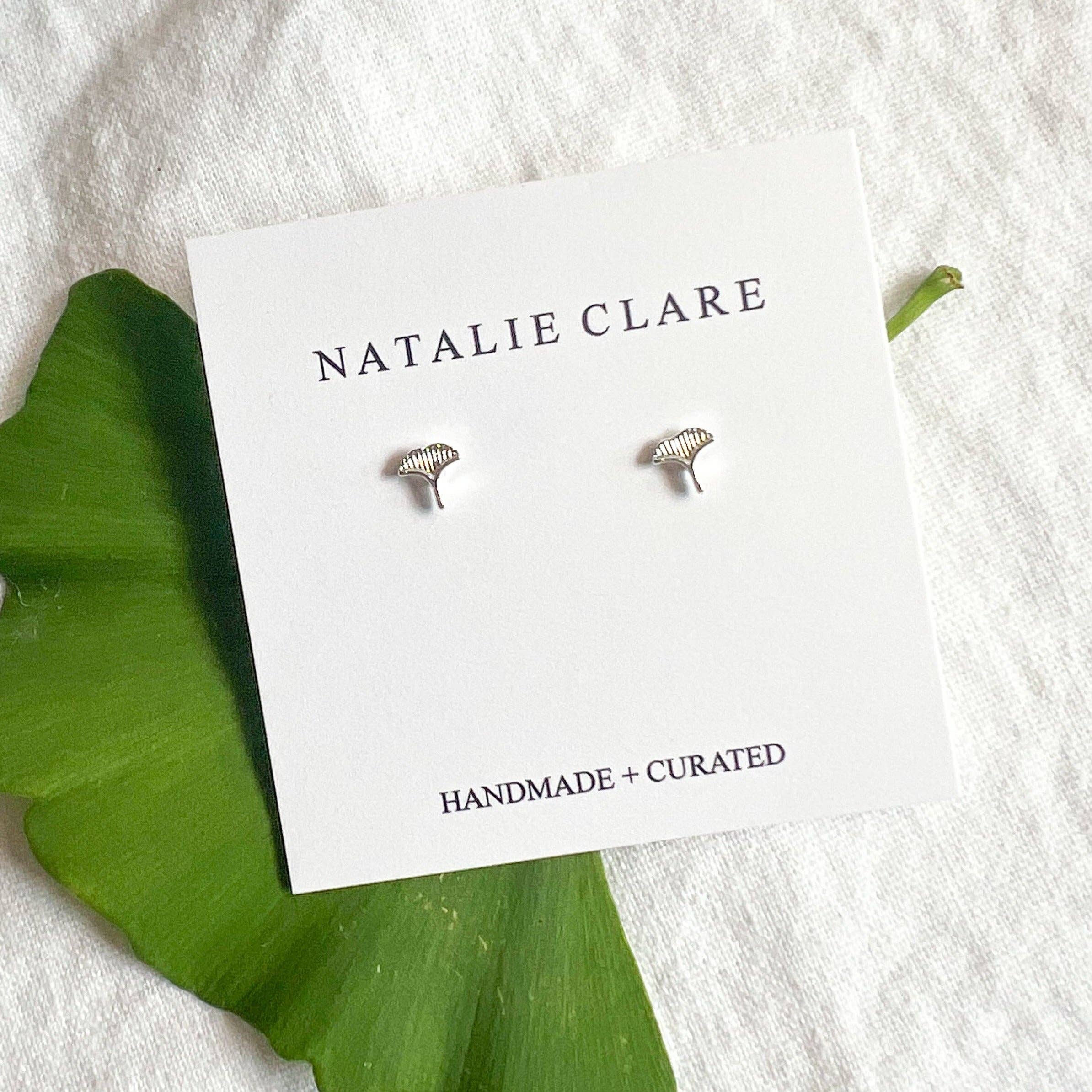 Natalie Clare Collections - Wholesale Stud/Post Earrings - Silver Ginkgo Stud Earrings1