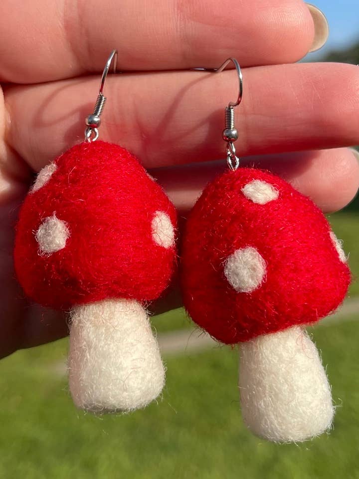 Mushroom Earrings for wholesale by Felt That