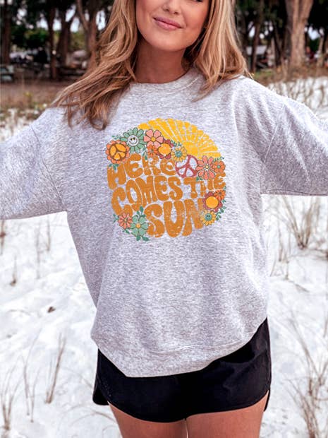Here Comes the Sun Sweatshirt for wholesale by Wildberry Waves